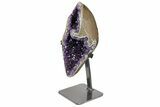 Amethyst Geode Section With Metal Stand - Uruguay #153461-3